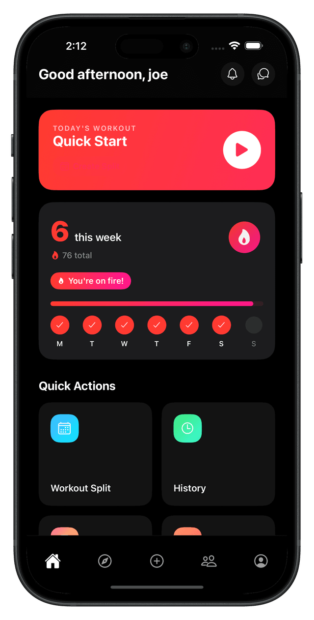 Lift Card Home Screen
